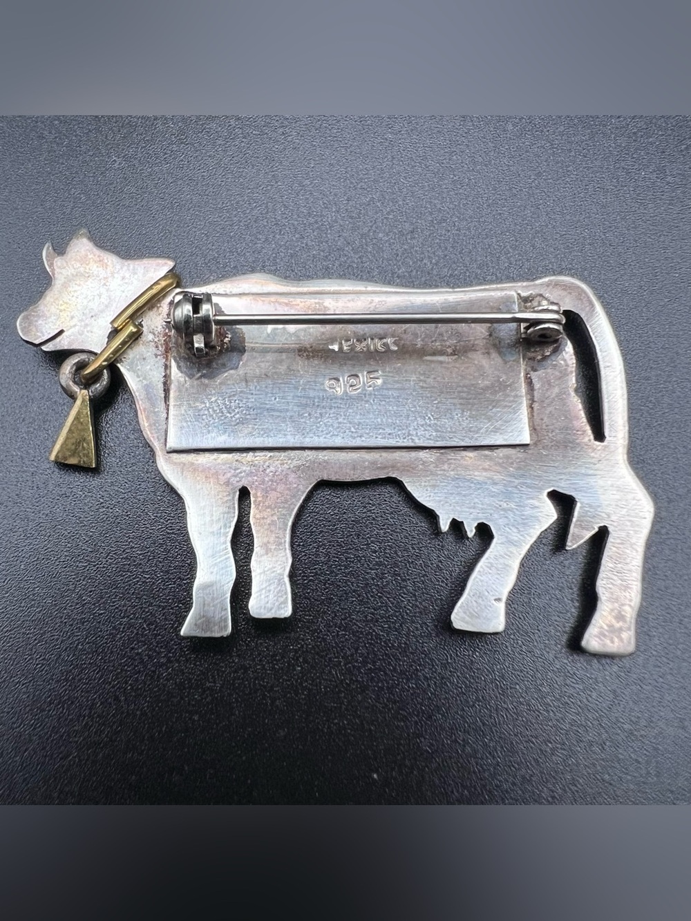 Sterling Silver Mexico Dairy Cow Brooch - Picture 3 of 5